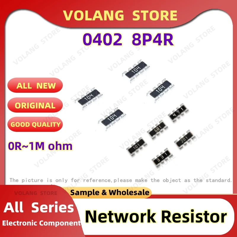 100Pcs 0402*4 8P4R 2*4P SMD Network Resistor Array 0R~1M 1R 10 22ohm 56 68 120R 220 330 820 1K 2K4.7K 10K 22K 47K 100K 220K 470K