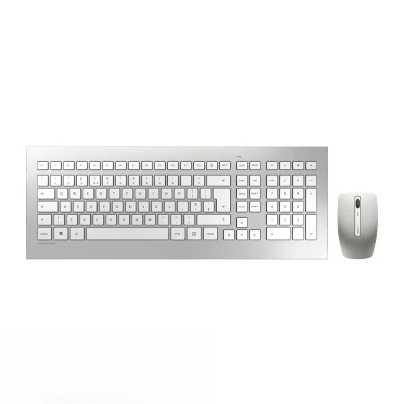 

DW 8000 Wireless Keyboard and Mouse Set 2.4 GHz Slim Design Battery Powered Silver/White Combo