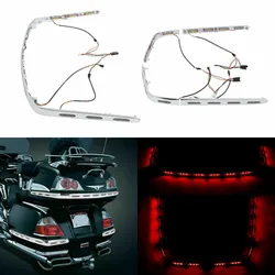 Motorcycle Trunk & Saddlebags Trim Cover LED Lights For Honda Goldwing GL1800 2001-2011