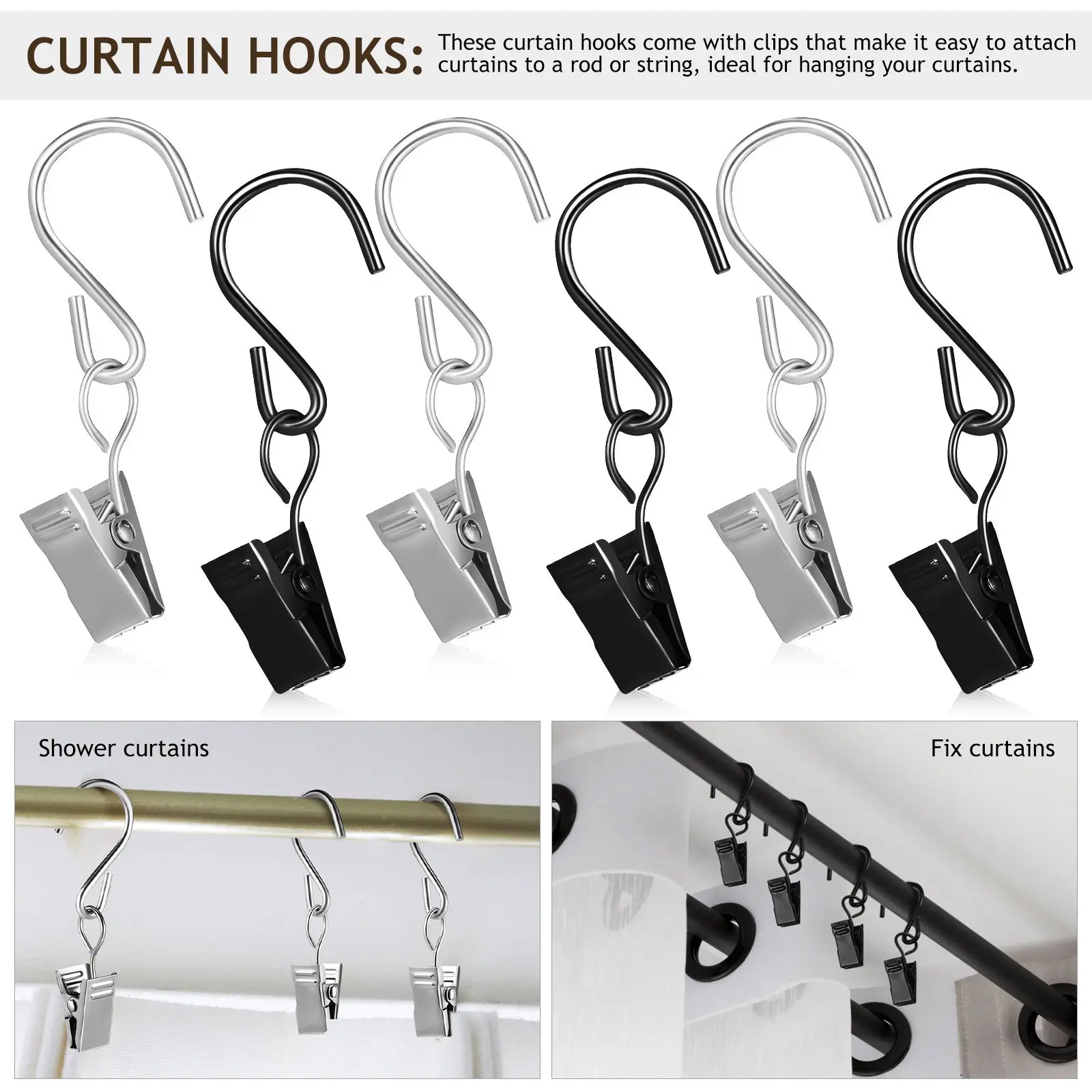 50Pcs Curtain Clips for Drapes Sufficient Quantity Compact Size Strong Iron Material Easy to Store Curtain Clips