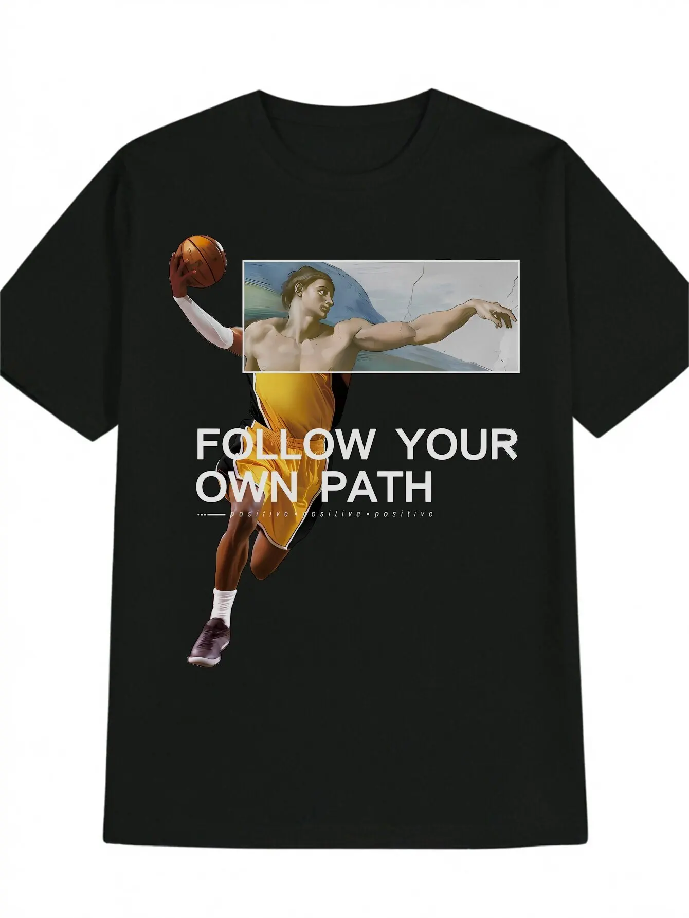 

Vintage Basketball Print Men'S T Shirt Casual Crew Neck Polyester Knit Fabric with Slight Stretch Regular Fit Summer Graphic