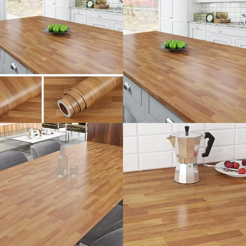 Peel and Stick Light Wood Butcher Block Countertop Contact Paper, 36x197 Inches Wide for Kitchen Counters