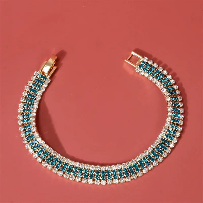 Fashionable Roman Crystal Micro-inlaid Claw Chain Bracelet for Women