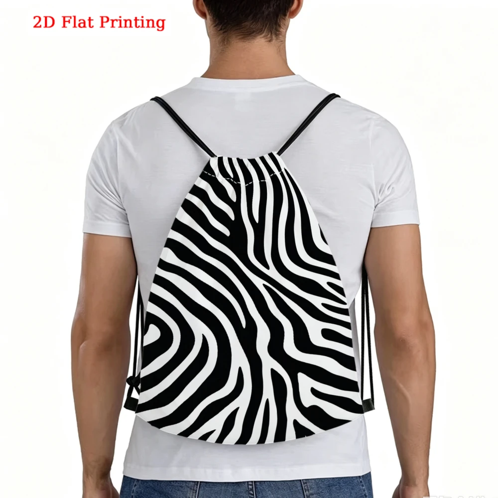 Fashionable, Drawstring Backpack, Zebra Print 2D Flat Printing, Gym Sports Bag, Outdoor Travel Drawstring Bag