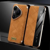 Genuine Leather Case For Huawei Pura 80 Pro Plus Case Pura 80 Pro+ Cover Intelligent Window View Glass Lens Protection Fundas