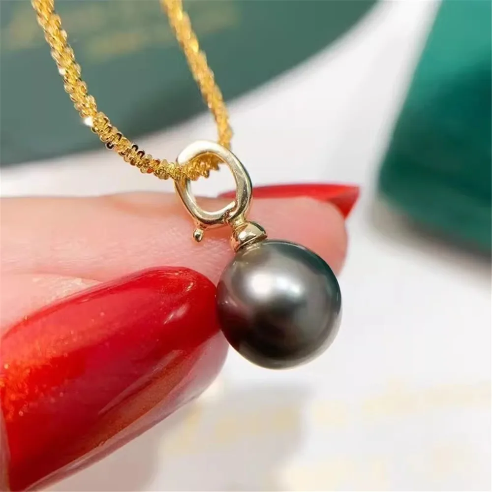 

DIY Pearl Accessory S925 Sterling Silver Pendant with Empty Holder and Gold-plated Buckle Necklace Pendant Fit 8-12mm Beads D124