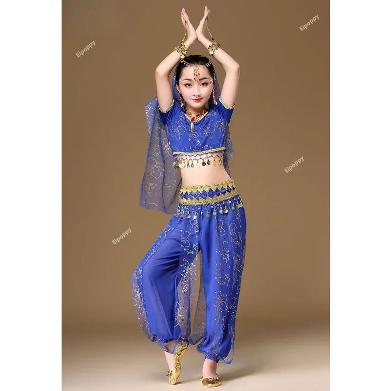 Vestito da danza del ventre per ragazza Costumi di Halloween per bambini Abbigliamento da ballo per ragazze Vestito di Bollywood Abbigliamento per spettacoli teatrali per bambini India