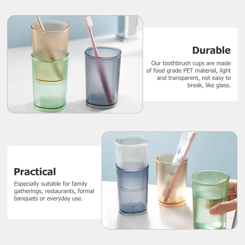 3Pcs 500Ml Stackable Bathroom Mouthwash Cups Reusable Plastic Toothbrush Cups Matte Finish Non-Slip Streak Surface for Home