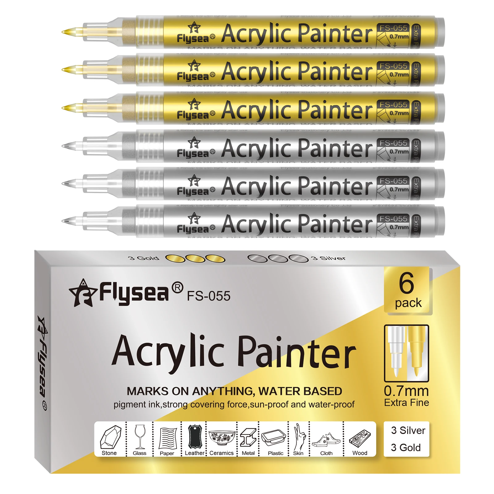 Acryl-Farbmarker-Set 6/12/28 Farben 0,7mm/3,0mm Acryl-Kunstmarker für Stein Glas Leinwand Metall Keramik Tasse Holz Kunststoff – Detail 19