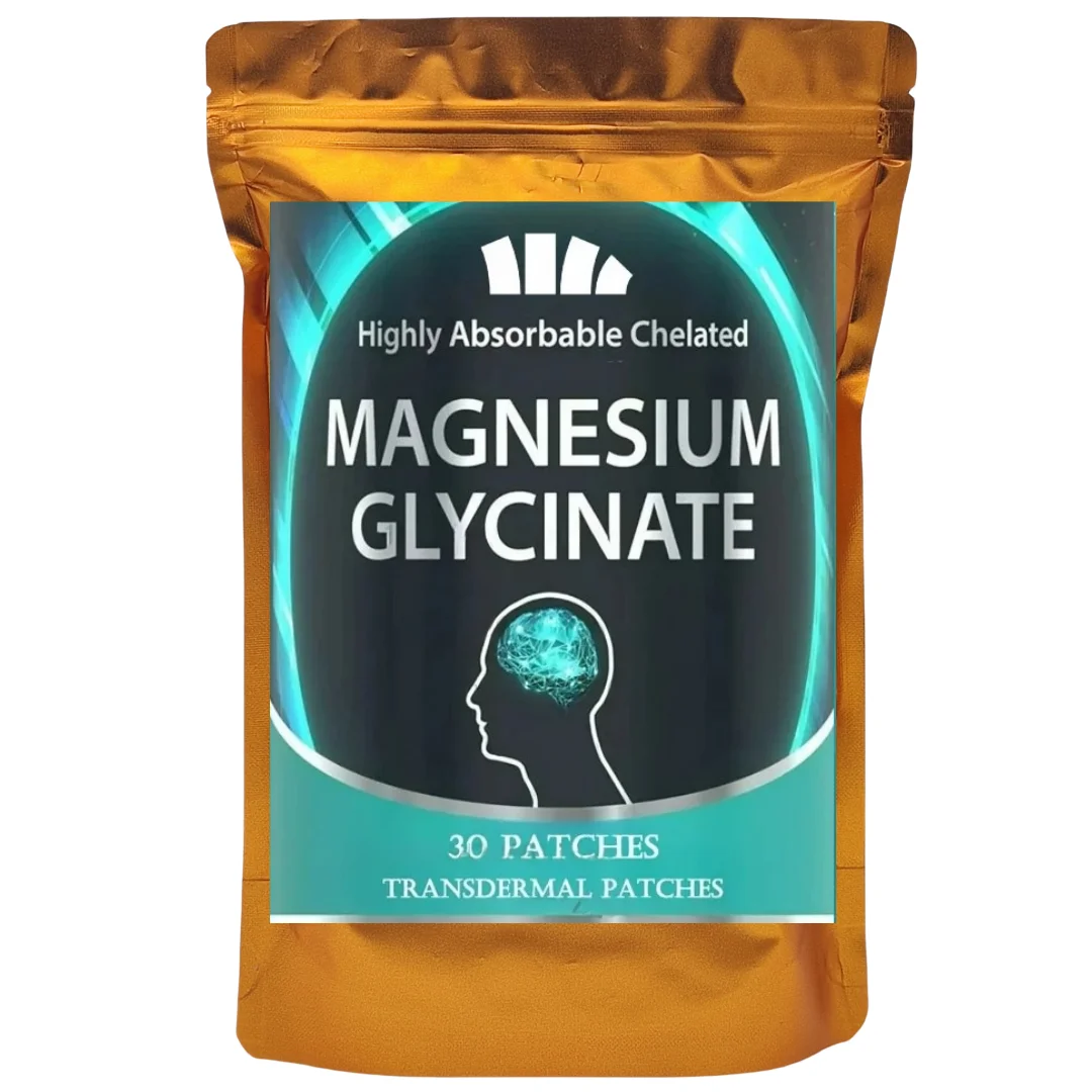 Parches transdermicos de glicinar de magnesio para el estrés, los nervios, el sueño, los músculos y el metabolismo 30 parches
