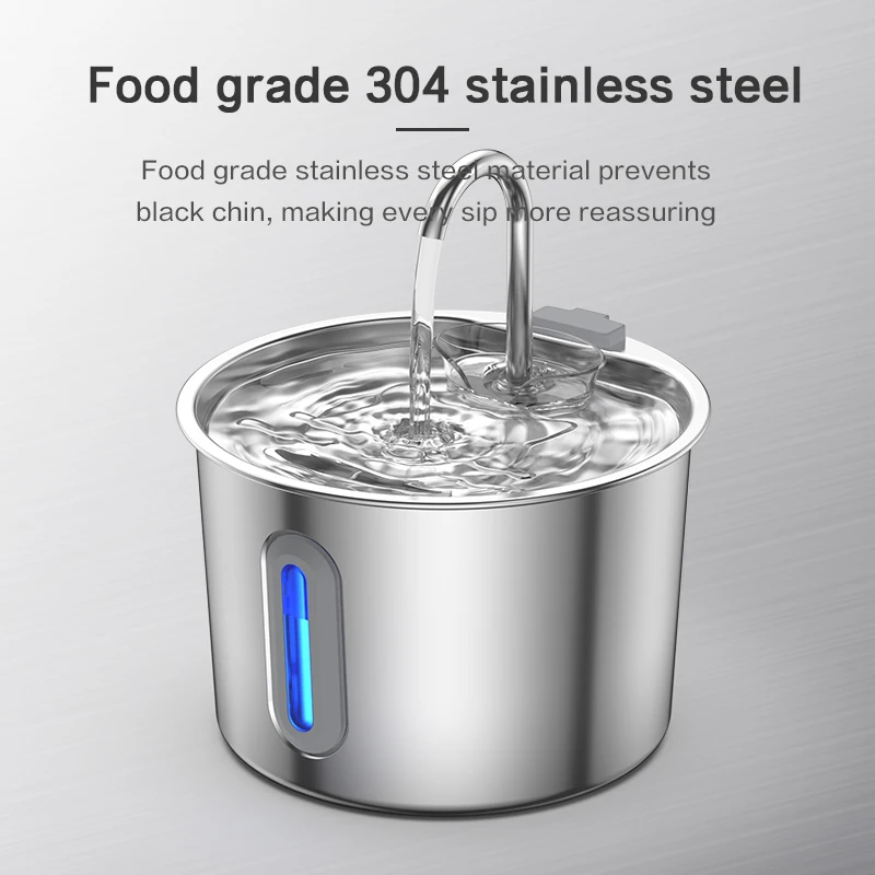 Flowing Pet Water Bowl 2.2L, Low Noise 25dB, Replaceable Filter, Perfect for Indoor Cats Dogs gallery 2
