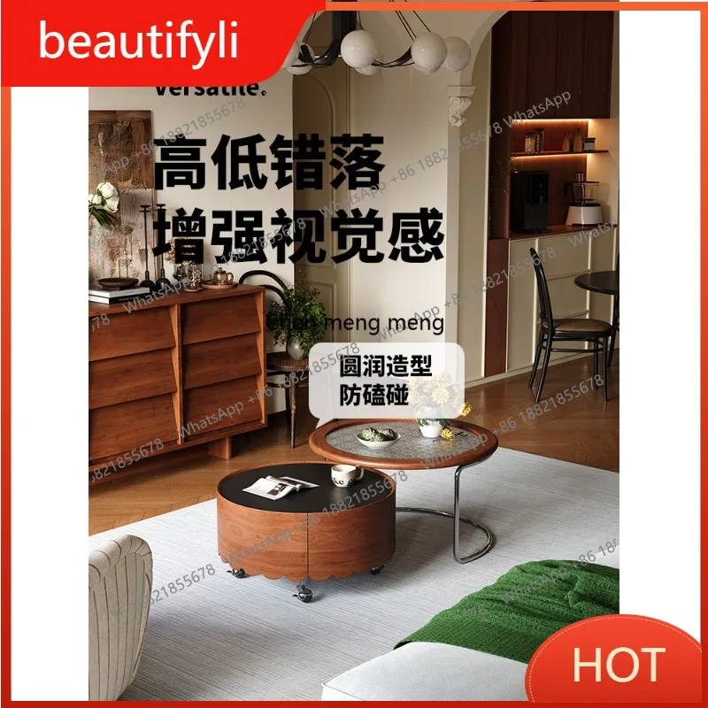 

A139 французский круглый журнальный столик из цельного дерева, комбинация новых современных простых светильников для гостиной, дома, роскоши