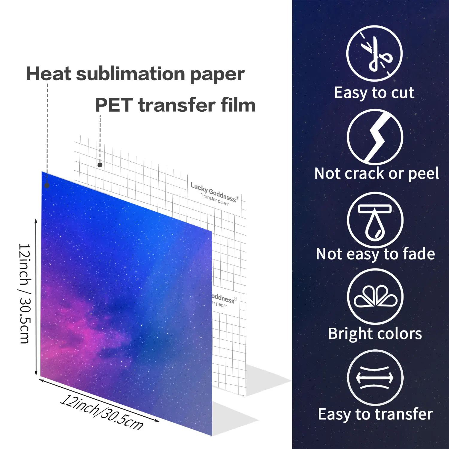 Wowocut Galaxy Inkt Transfer Sheet 12*12 In Infusible Transfer Inktvel Inkt Transfer Paper Mok Pers T-Shirts Tas Onderzetters Diy