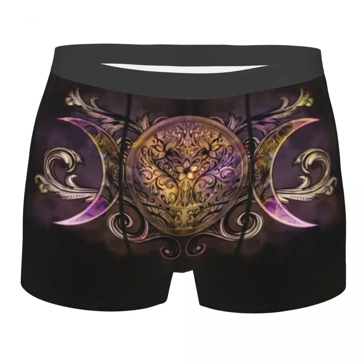 Triple Moon Goddess Midnight Shimmer Underwear Men Stretch Pagan Wiccan Boxer Briefs Shorts Panties Soft Underpants For Male