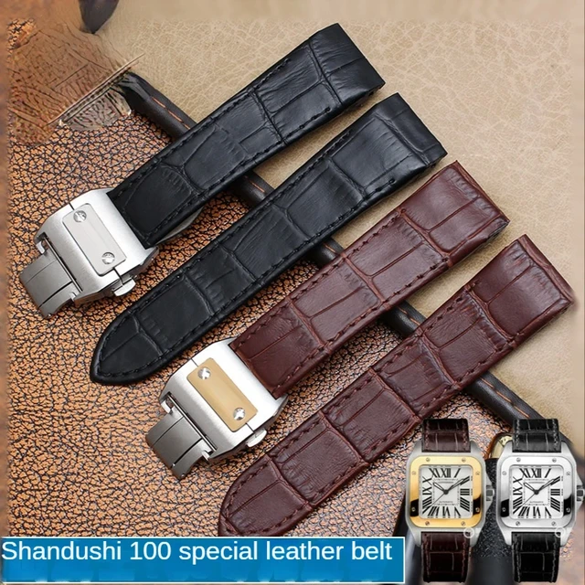 Cinturino in vera pelle per Cartier Santos 100 cinturino uomo donna Santos colla testa cintura cinturino orologio pieghevole 23mm AliExpress