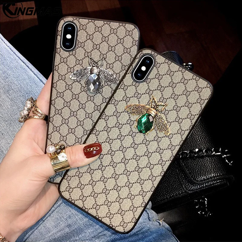 כיסוי עור רך מבריק בצורת דבורה ירוקה עם יהלומים לאייפון 16 15 14 פלוס פרו מקס 13 12 11 פרו מקס מיני