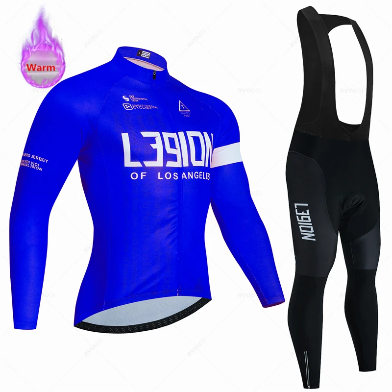 L39ion Team Winter Cycling Jersey Set, Thermal Fleece Bicycle Clothing, Bike MTB Uniform, Warm Maillot, Maillot