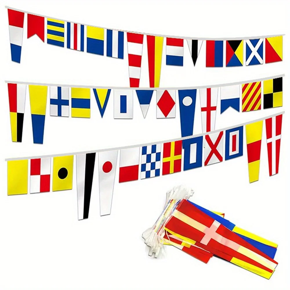 

40pcs Signal Flags International Maritime Signal Code Flags, Set of 40 ft length Flags, Naval Themed Decor 5.5"x18" or 5.5"x9"
