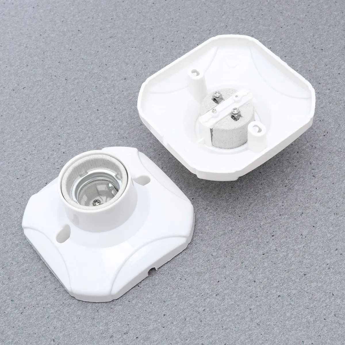 

4Pcs Ceramic Lamp Holder E27 250V 6A Square Light Base Socket with Flat Bottom for Living Room Hallway Ceiling Fixture