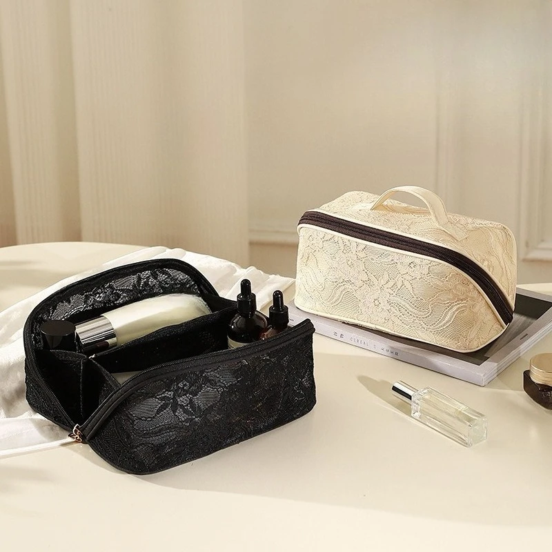 Sacs de maquillage en dentelle pour femmes, sac à main, organisateur de voyage, pochette de rangement de maquillage cosmétique, fourre-tout Portable à fermeture éclair, nouvelle collection
