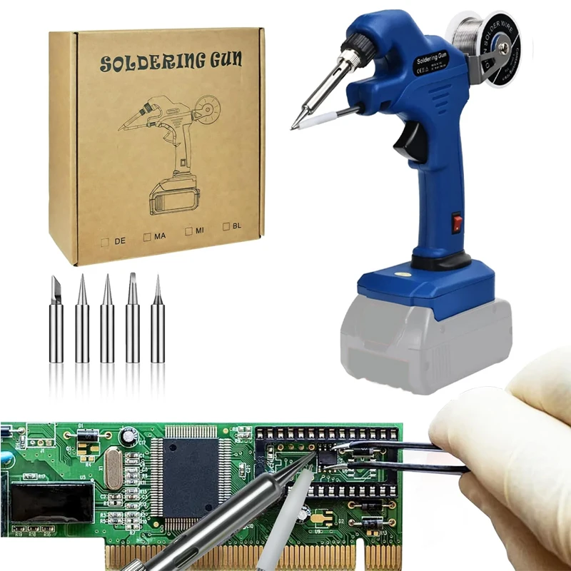 Bezprzewodowa lutownica elektryczna Bosch 18V Li-ion, ręczna, automatycznie podająca cynę, pistolet do lutowania, narzędzie do napraw.