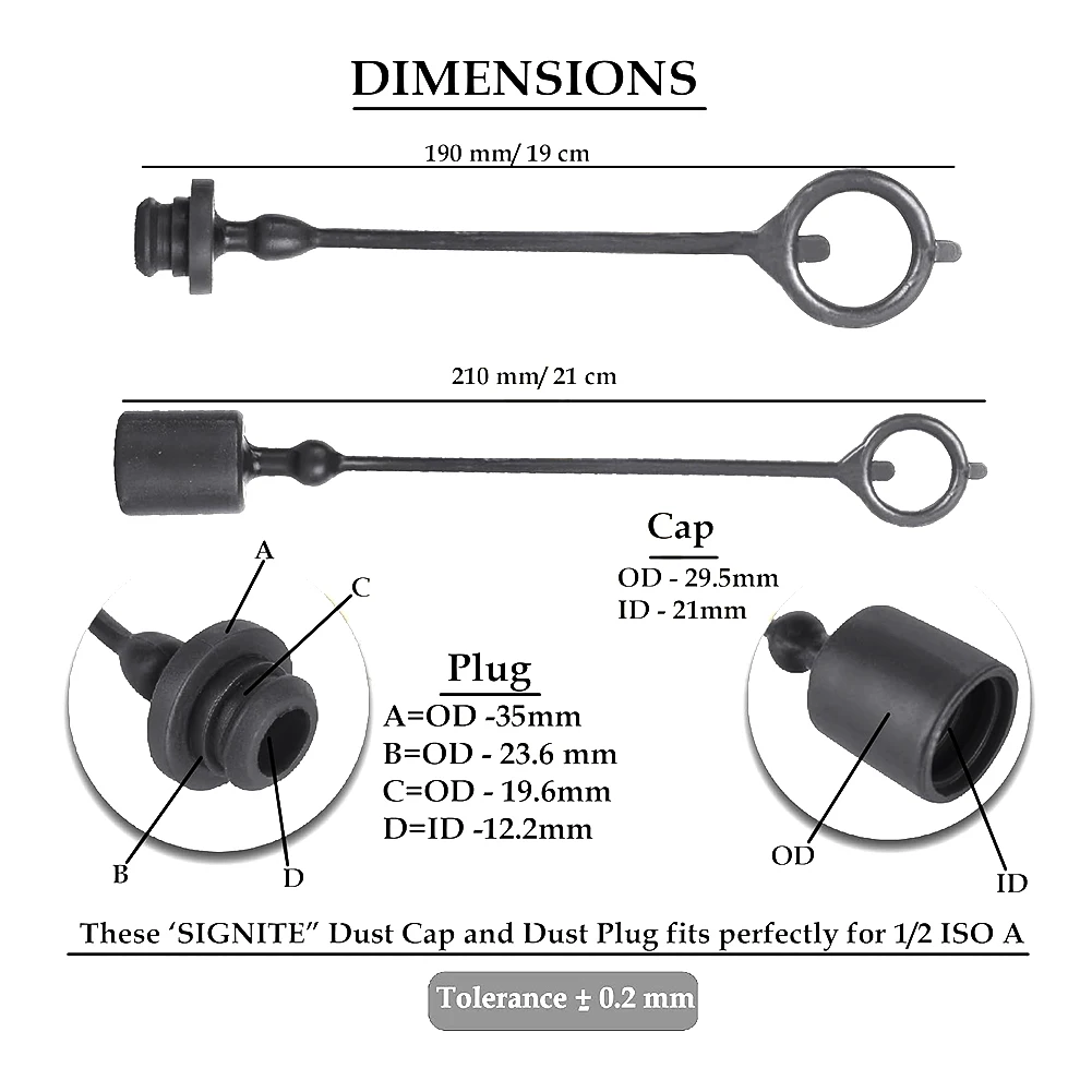 2pcs 1/2 ISO-A Hydraulic Coupler Quick Disconnect Fitting Dust Cap PVC 1/2