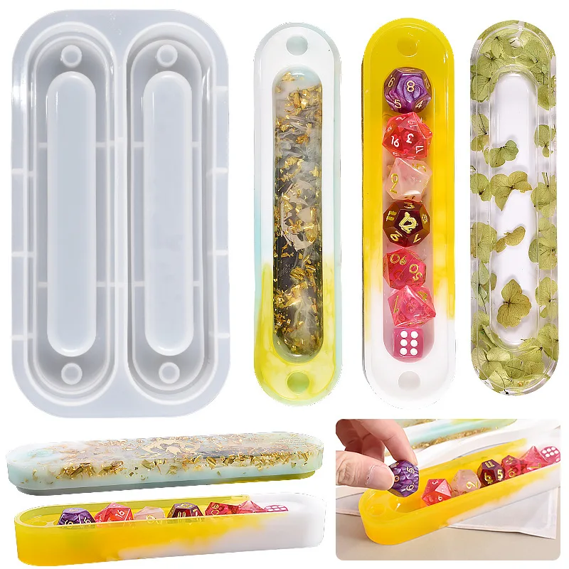 DIY Crystal Epoxy Resin Mold Jewelry Storage Box Dice Seven-piece Set Storage Silicone Mold