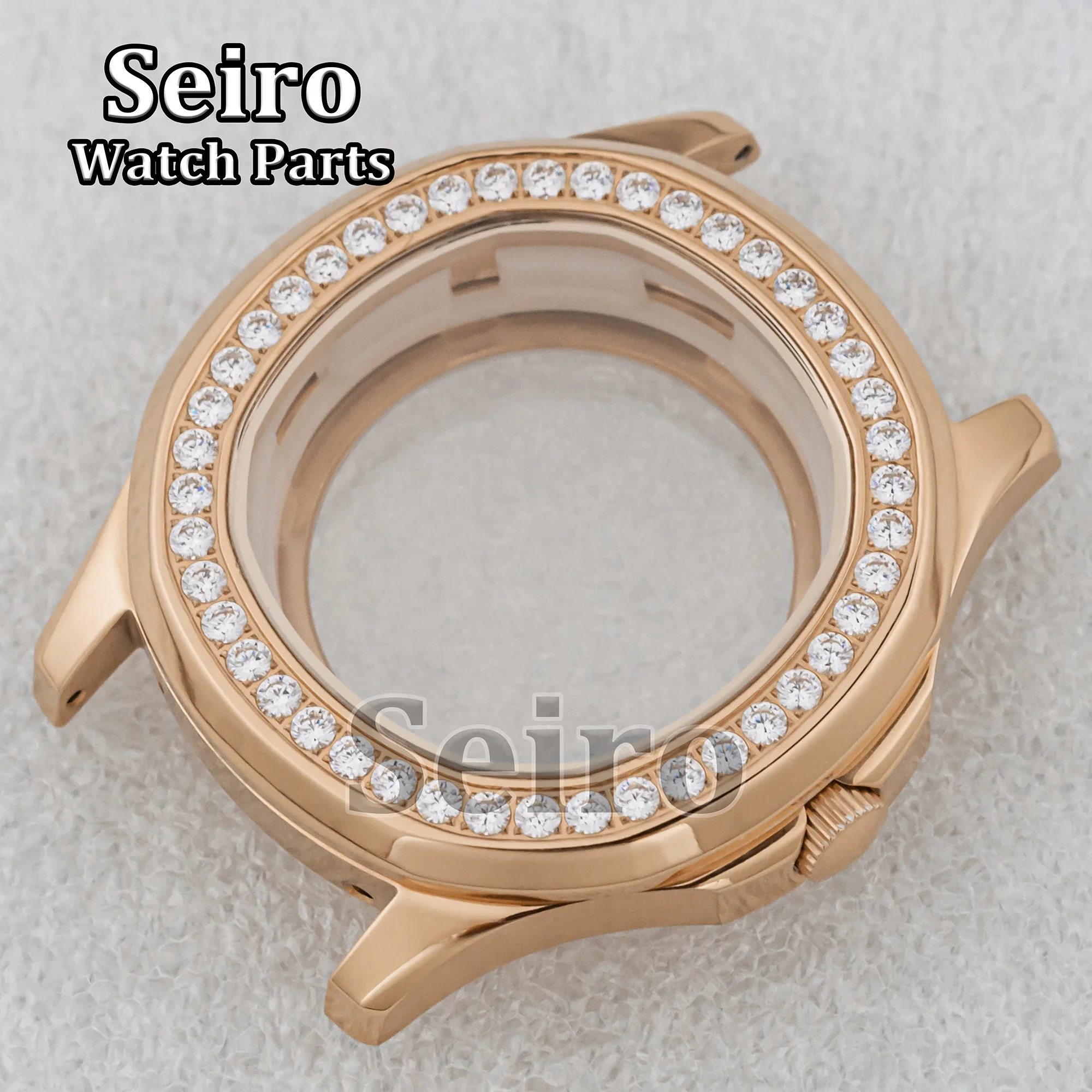 

42MM Stainless Steel Diamond Watch Case Sapphire Glass Silver Black Rose Gold for AQUANAUT Nautilus NH35 NH36 Movement Men Parts