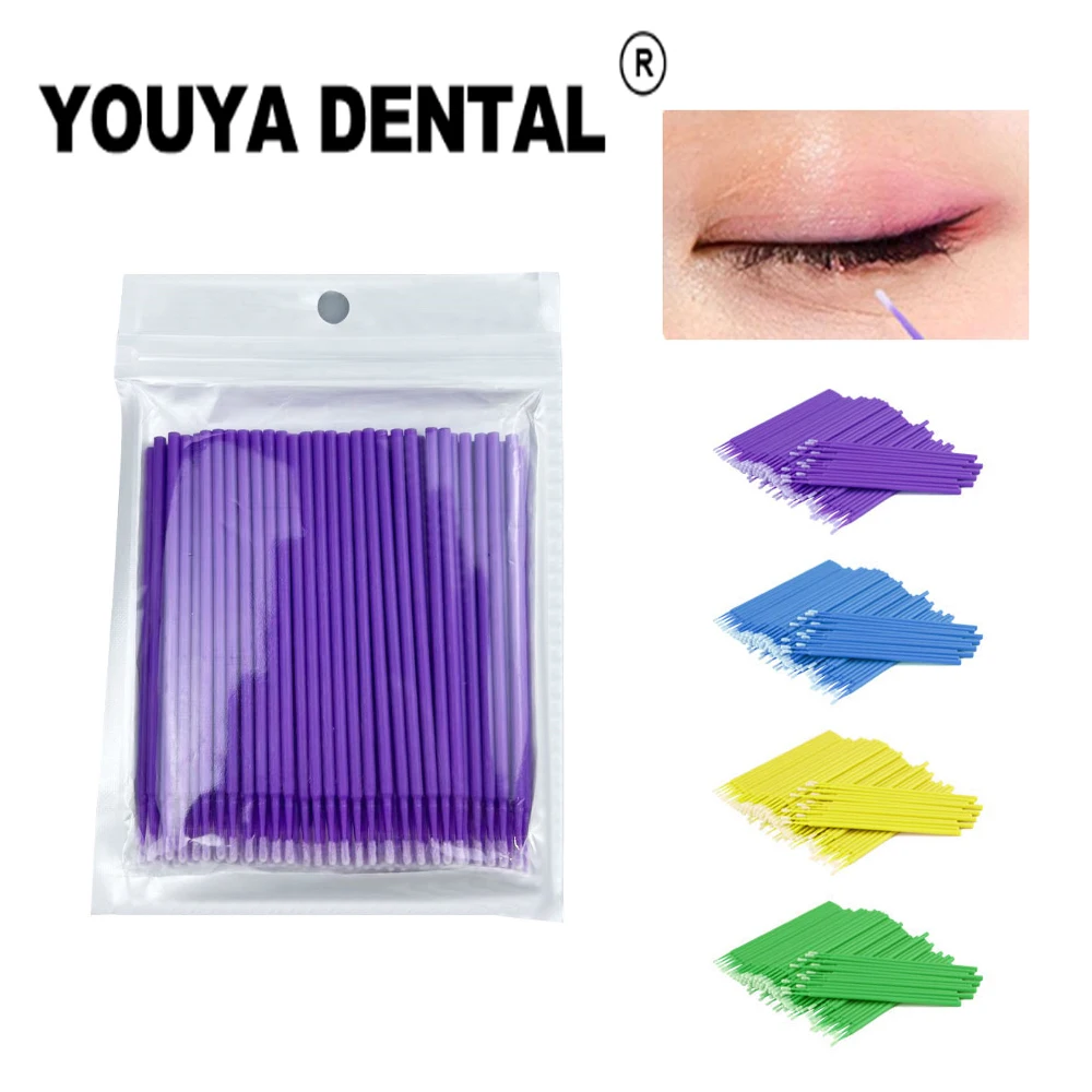 100pcs/bag Dental Micro Brushes Applicator Sticks Make Up Eyelash Extension Disposable Eye Lash Glue Cleaning Brushes