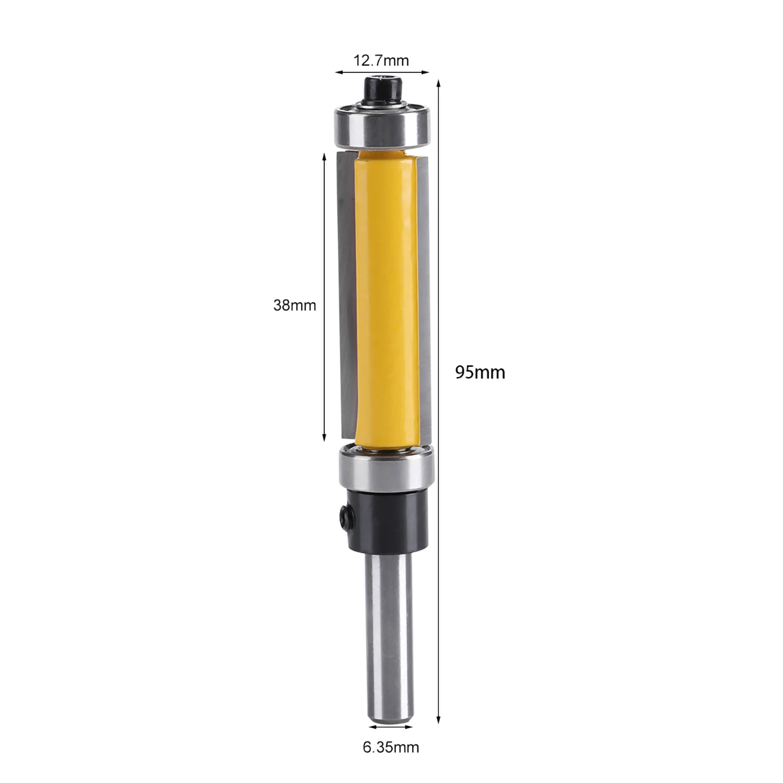 Flush Trim Router Bit With Top And Bottom Bearing 1‑1/2inch H * 1/4inch Shank Woodworking Tool