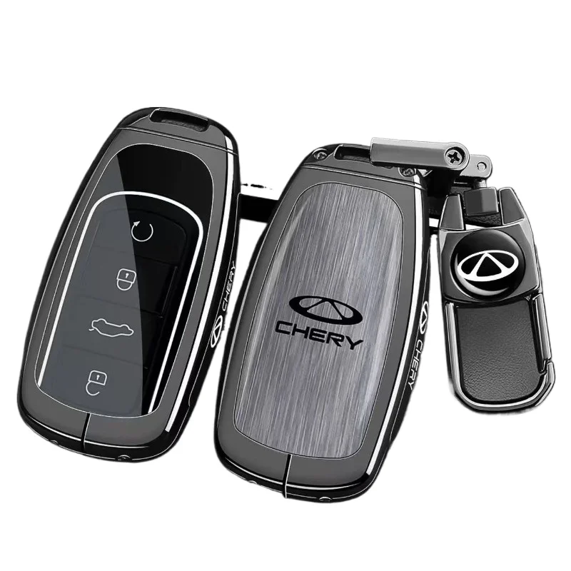 

Zinc Alloy Key Fob Cover for Chery Tiggo 8L/8 Pro/9 CDM/7 Plus/5x/Arrizo 8/Explore 06, Heavy Duty Metal Case Shell with Keychain