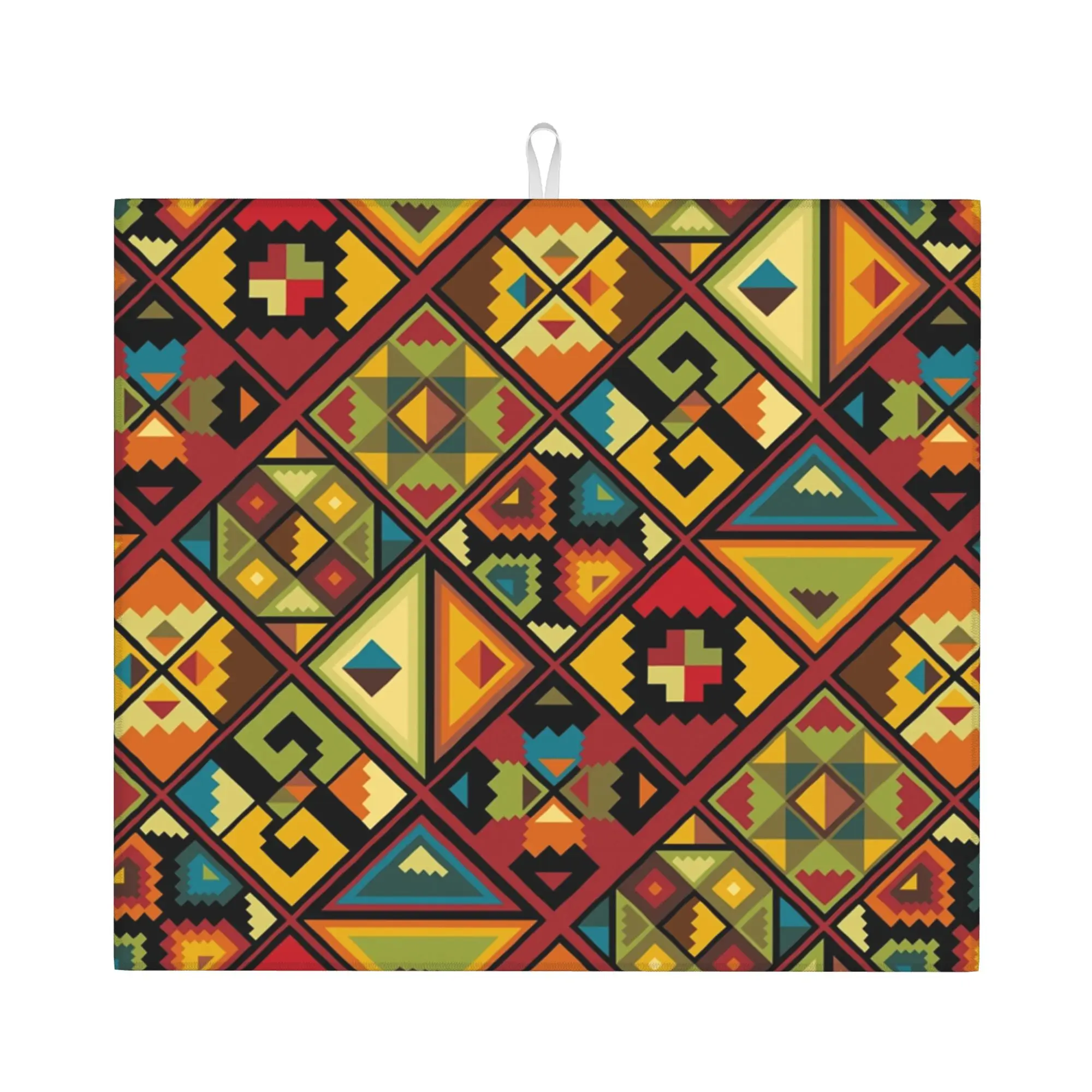 Beautiful African Pattern Non Slip Kitchen Counter Protector Mat Barware Tableware Reusable Geometric Ankara Mat For Kitchen