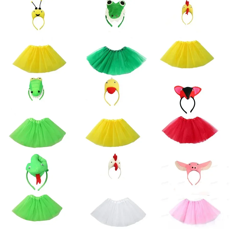 

Cartoon Animal Headband Tutu Skirt Set Kids Children Girl Party Gift Props Birthday Halloween Costume Cosplay