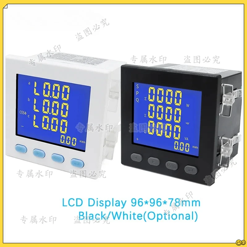 LCD forThree Phase Panel Meter V A Hz cos kWh Electricity Meter Multi Function Watt Hour 5A Ampere volt Power Factor  Meter
