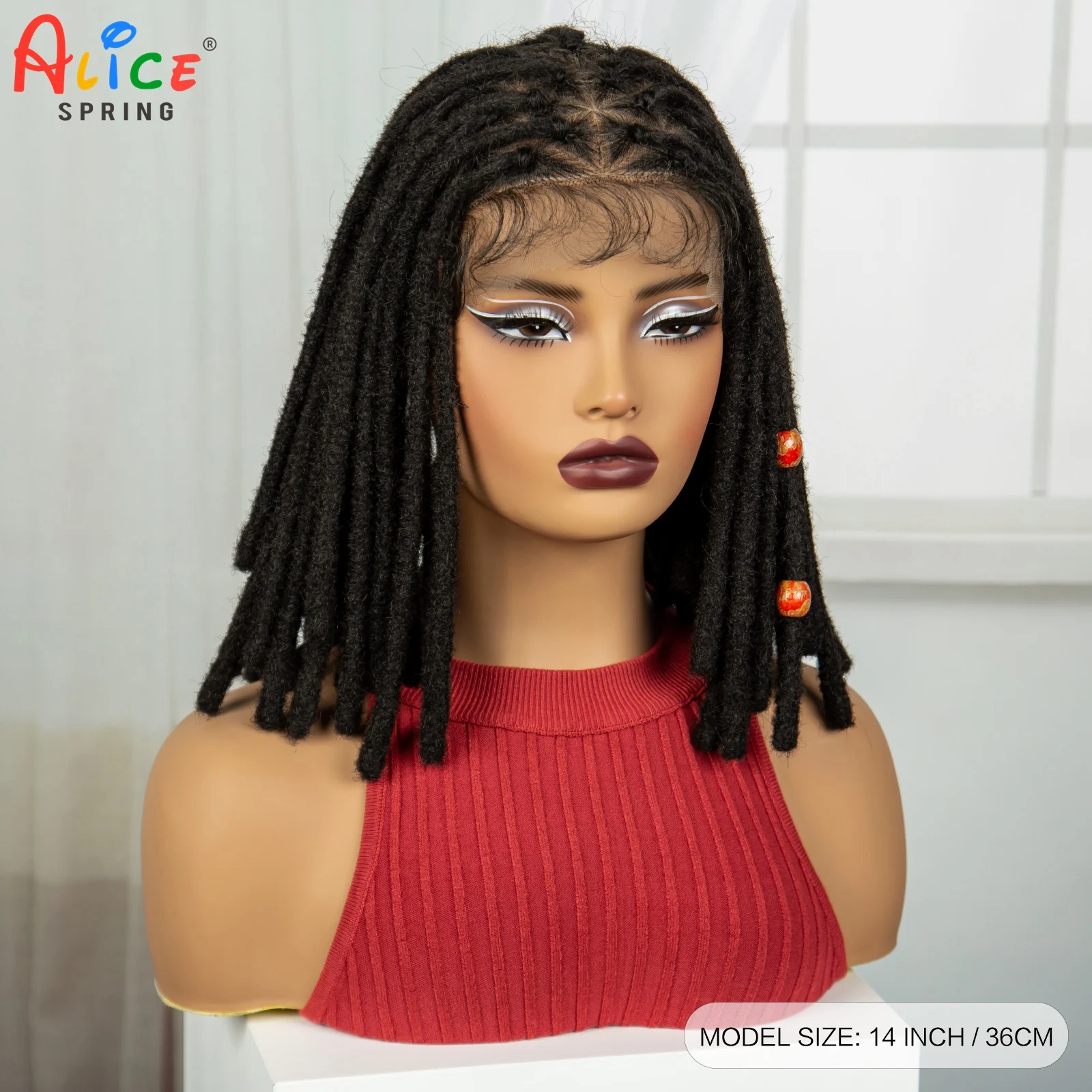 10inch Natural Kontless Box Dreadlock Braided Wigs Synthetic Transparent Full Lace Braids Wig with Baby Hair for Black Women