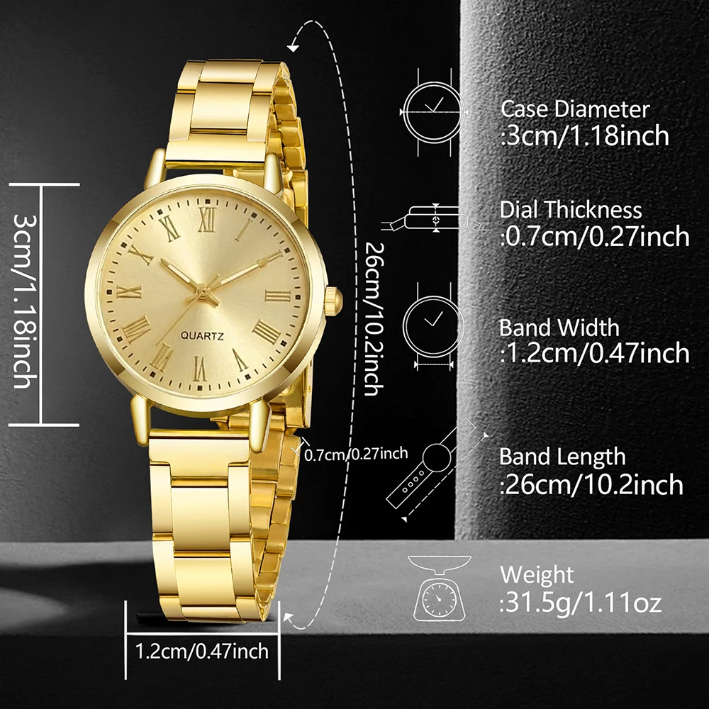 5Pcs/Set Unisex Jewelry Watches Women's Wristwatch Accessories Gold Simple Fashion Trendy Business Elegant Trendy Classic Exquisite Retro Light Luxury Luxury Bracelet Watch Set Y2K Suitable for Travel, Vacation, Parties, Daily Outfits, Perfect for Holidays, Birthdays, Holiday Gifts view 6