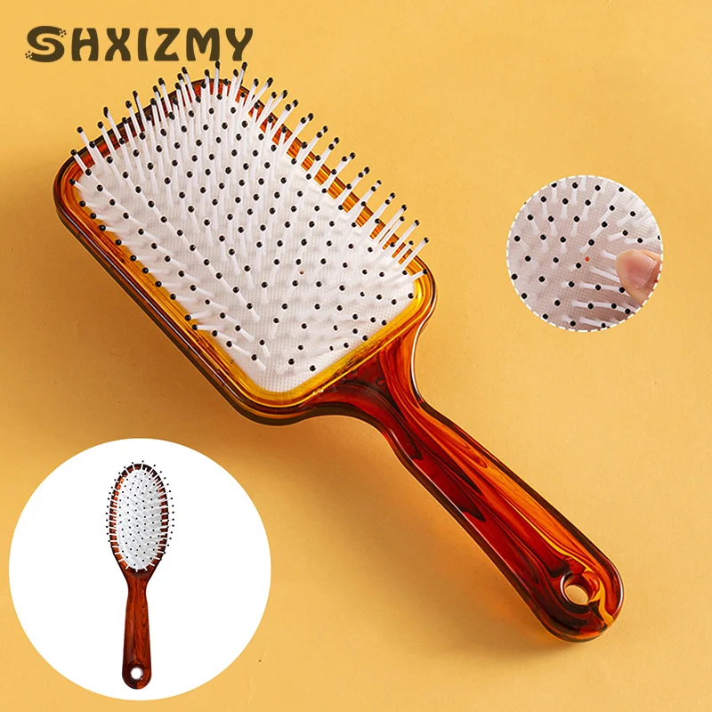 Wide Teeth Air Cushion Combs Scalp Massage Hair Brush Amber Color Anti-static Comb Home Salon Professional Hairdressing Tools