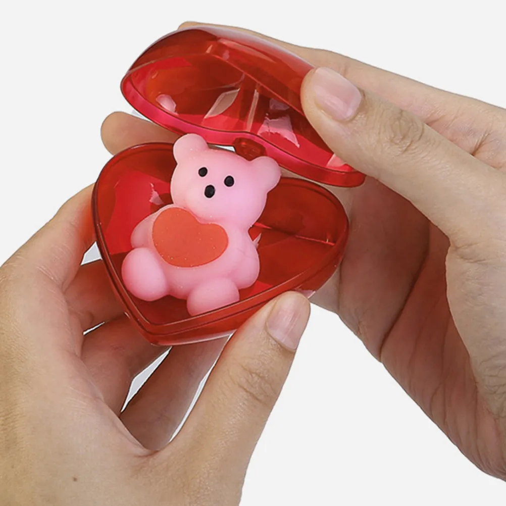 12Pcs Red Heart Plastic Storage Boxes Favor Shells for Valentine's Day Jewelry Candy Decorative Packaging Box Heart-Shaped Cake