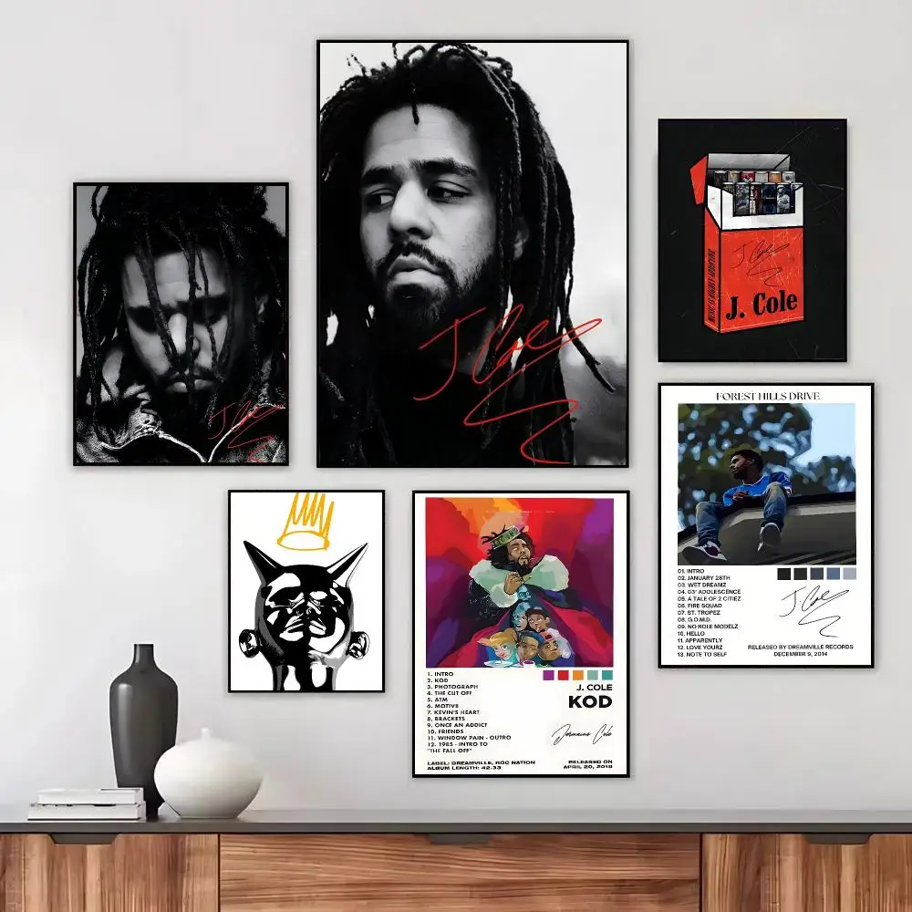 Pop Music J-J.Cole World Poster Wall Art Printed Decor Sticker Stylish Home Gift for Living Room Bedroom Corridor Cafe