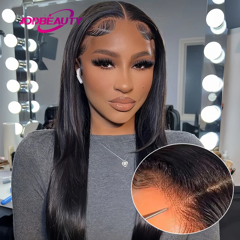 Human Hair Wigs Straight 6x4 Glueless Wigs Human Hair Upgraded No Gel Pre-Plucked Bleached Knots HD Lace Closure Human Hair Wigs