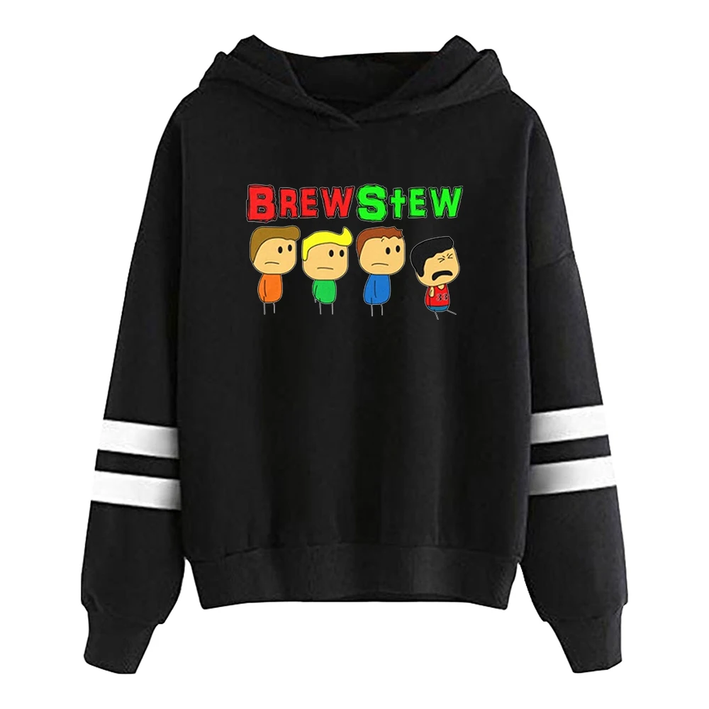 Brewstew Merch Hoodie Unisex Pocketless Parallel Bars Sleeve Streetwear Women Men Sweatshirt Youtuber Funny Clothes