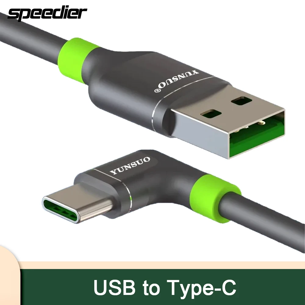 USB To Type-C Elbow 7A 65W 80W Ultra-long Data Transmission Fast Charging Cable for Oppo vivo Extended 10cm 1m 3m 4m 5m 8m 10m