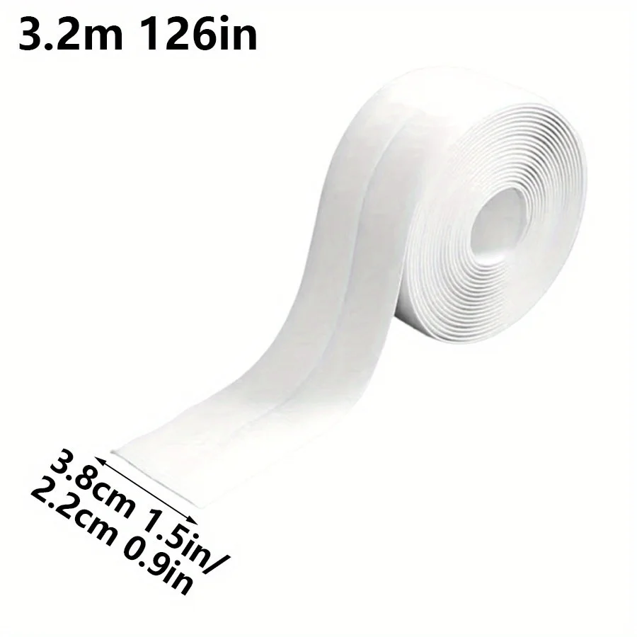 2 Rolls 3.2m Self-Adhesive PVC Sealing Tape for Bathtub Shower Sink Kitchen Bathroom Edge Protection White 3.8/2.2cm Wide JXB