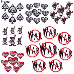 10PCS Wholesale Punk Skull Patch War Letter Embroidered Patches On Clothes Applique Rock Bagdes Iron On Patches For Clothing DIY