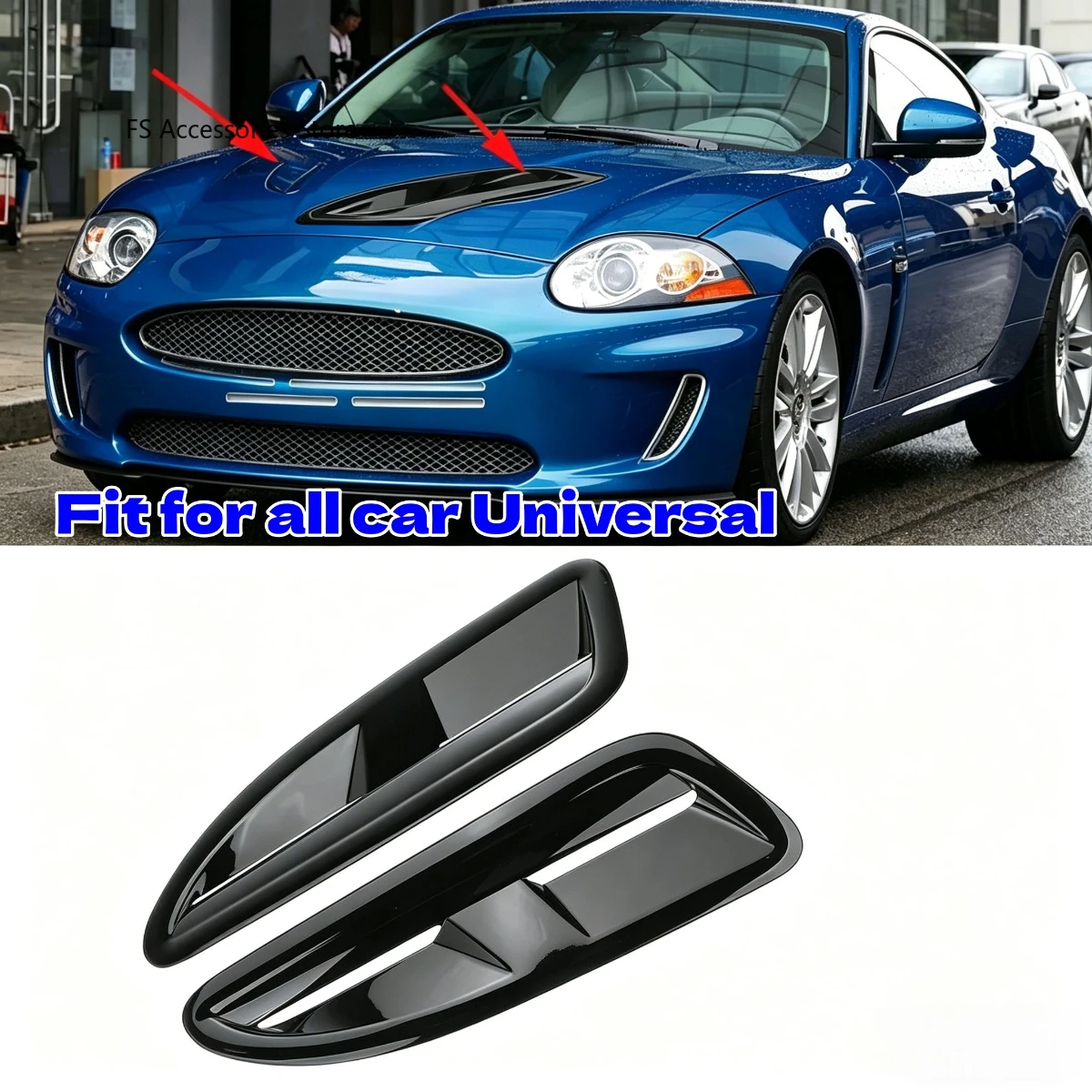 

Universal Car Hood Scoop Bonnet Vent Air Flow Intake Cover Sticker Decal For Jaguar Exterior Car Styling Glossy Black