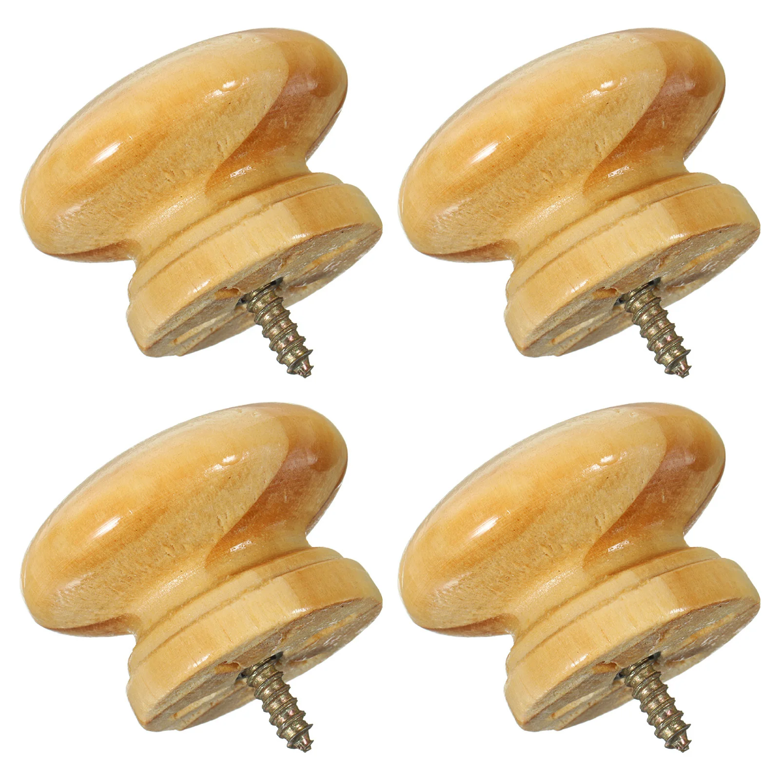 

4pcs Round Solid Wood Cabinet Handle Rust Resistant Drawer Pull Knob For Wardrobe Door Furniture Replacement Wood Drawer Pulls