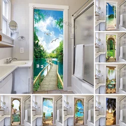 PVC Home Decor Entrance Door Sticker Bath Shower Room Bedroom Self-adhesive Photo Wallpaper Renovation Scenery Poster Waterproof