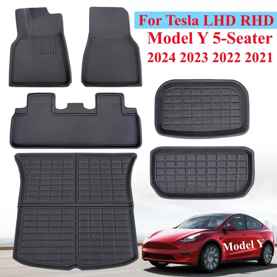 For Tesla Model Y Floor Mats 2024 2023 2022 2021 LHD RHD All Weather Car Floor Liners Frunk Trunk Cargo Mats for Model Y