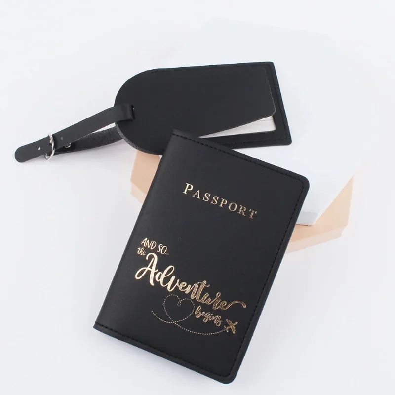 New Fashion PU Leather Luggage Tag Passport Holder Set Women Passport Cover Protector Business Travel Men ID Credit Card Holder