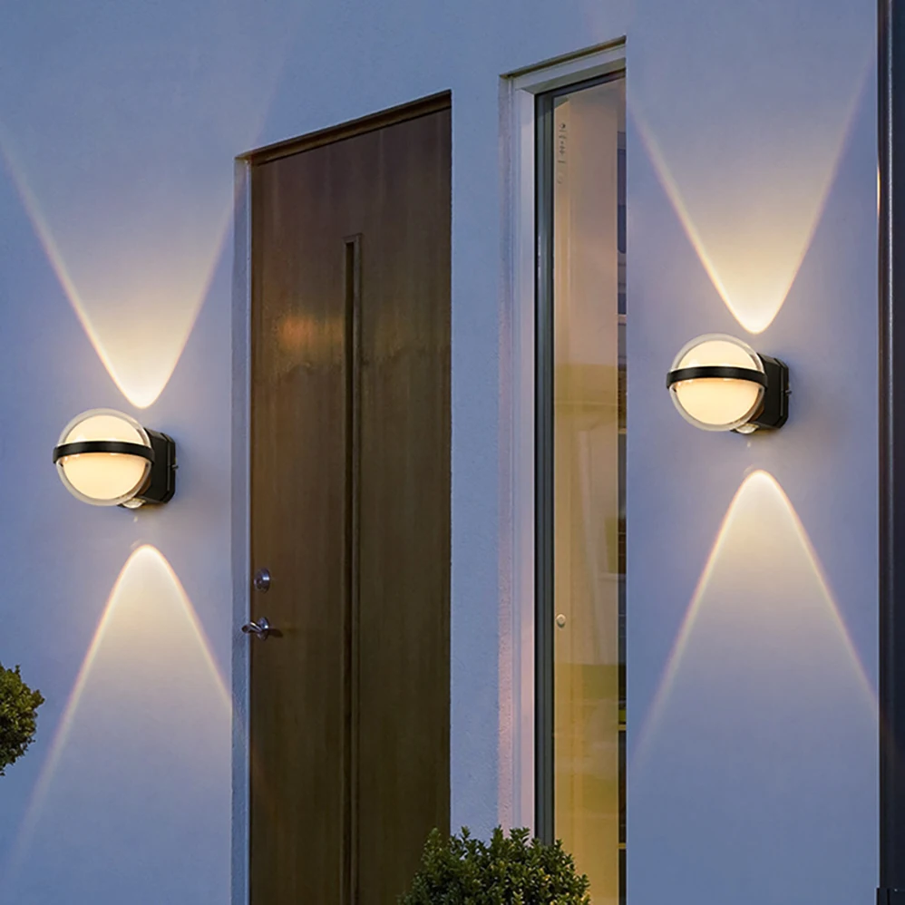 Impermeável Modern Minimalismo Estilo LED Lâmpada de parede, varanda e jardim Luzes, luzes de alumínio, interior e exterior, IP65, AC85-265 V, 12W